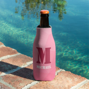 Rose pink geometric mesh pattern Monogram Bottle Cooler
