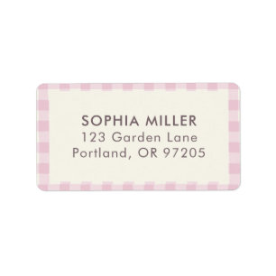 Rose Pink Gingham Personalised Label