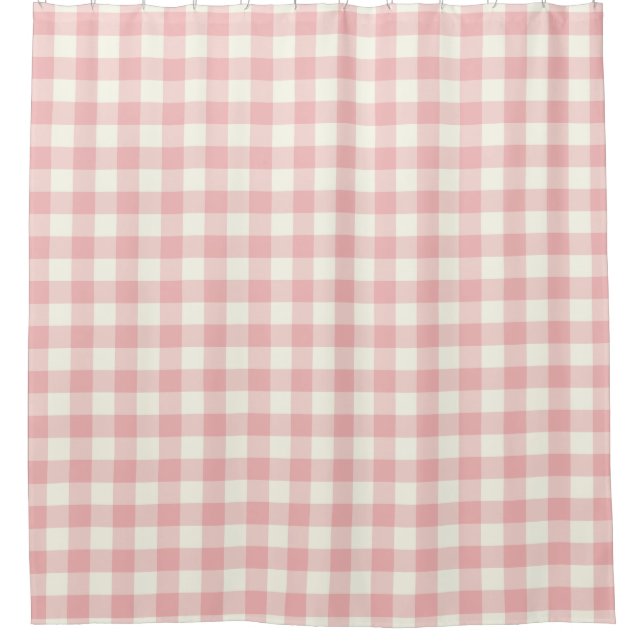 Rose Pink Gingham Shower Curtains (Front)