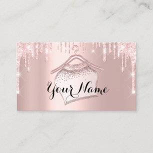Rose Pink Glitter Cloth Closet Hanger Boutique QR Business Card
