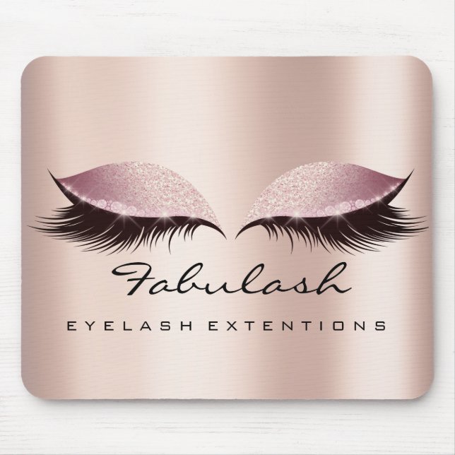 Rose Pink Glitter SPA Beauty Lashes Extension Skin Mouse Mat (Front)