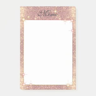 Rose Pink Glitter Sparkle Glam Faux Texture Post-it Notes