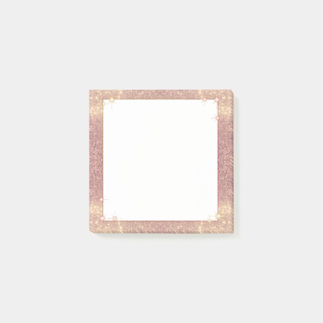 Rose Pink Glitter Sparkle Glam Faux Texture Post-it Notes (Front)