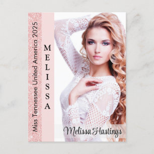 Rose Pink Glitz Pageant Autograph Photo Card