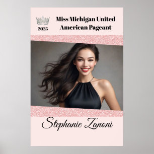 Rose Pink Glitz Pageant Door Banner Poster