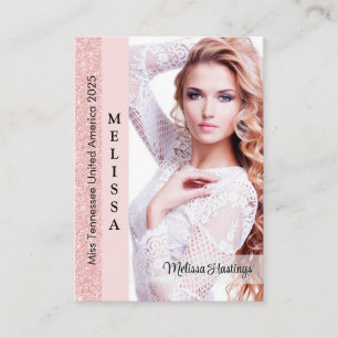 Rose Pink Glitz Pageant Photo Business Card