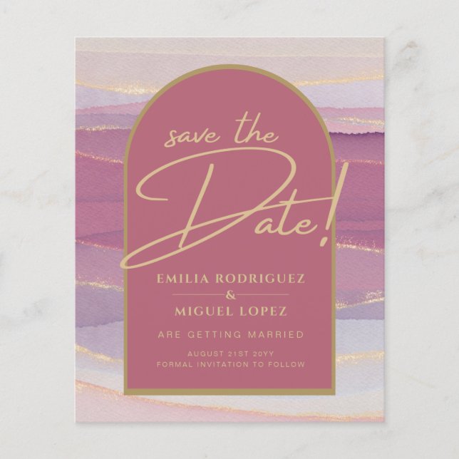 Rose Pink Gold Arch Marble Wedding SAVE DATES   Flyer (Front)