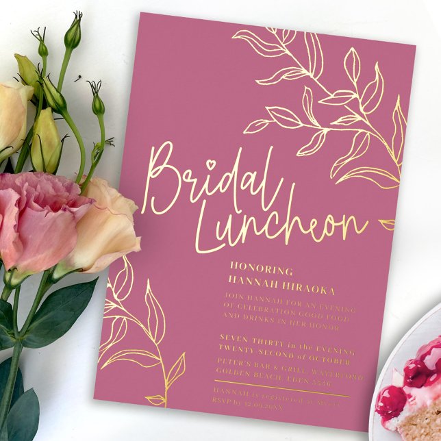 Rose pink gold branch of leaves bridal Luncheon (Creator Uploaded)