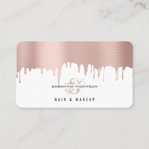 Rose Pink Gold Drips Hair & Makeup Artist Business Card