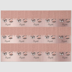 Rose Pink Gold Eyelashes Dripping Glitter Name  Tissue Paper