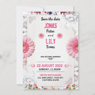 Rose Pink Gold Greenery Floral Wedding Invitation