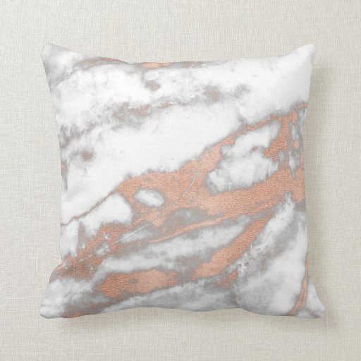 Image of Rose Pink Gold Metallic Glitter Marble Grey Copper Cushion