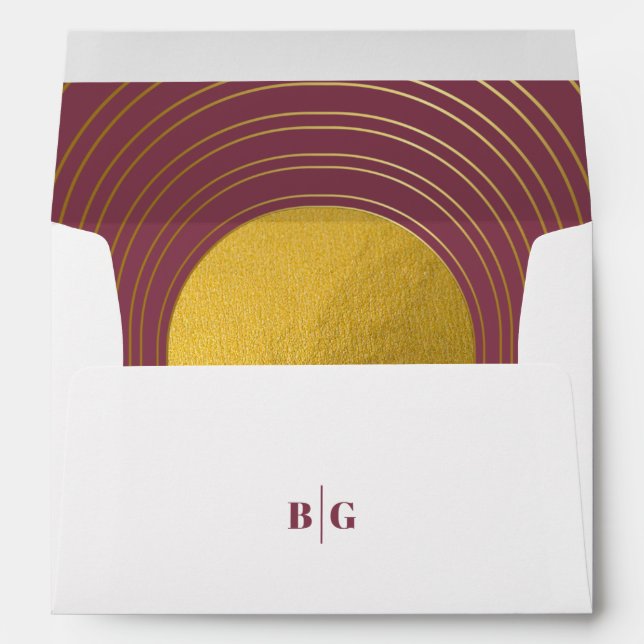 Rose Pink & Gold Modern 5x7 Wedding Invitation Envelope (Back (Bottom))