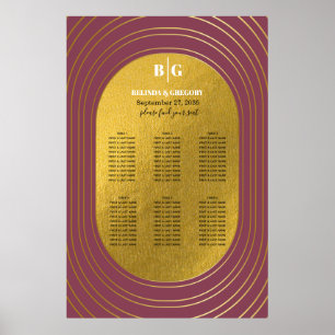 Rose Pink & Gold Modern Arch Wedding Seating Chart