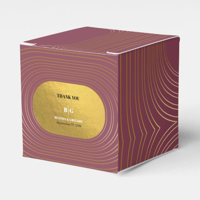 Rose Pink & Gold Modern Minimalist Arch Wedding Favour Box (Front Side)