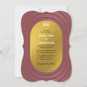 Rose Pink & Gold Modern Minimalist Arch Wedding Invitation