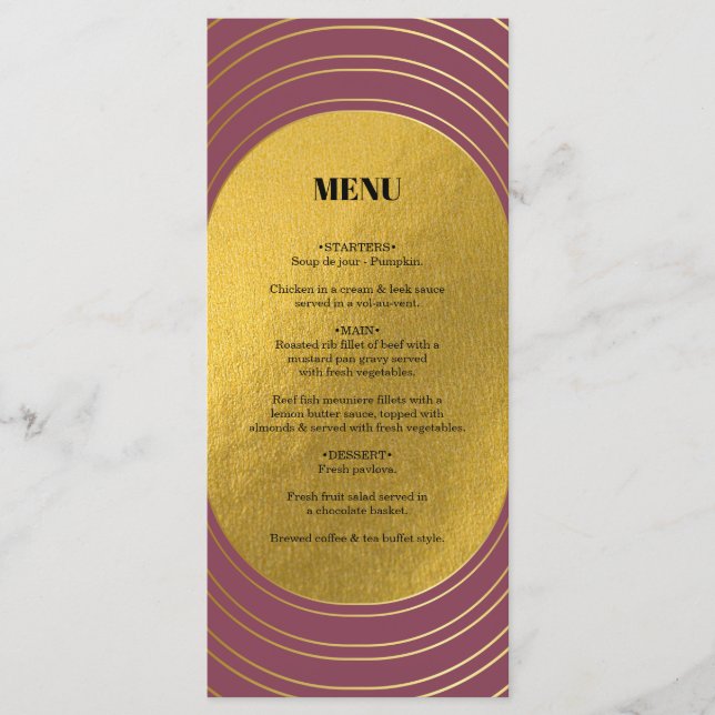 Rose Pink & Gold Modern Minimalist Arch Wedding Menu (Front)