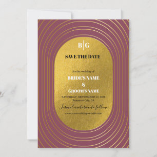 Rose Pink & Gold Modern Minimalist Arch Wedding Save The Date