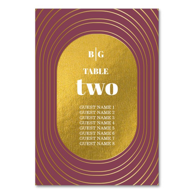 Rose Pink & Gold Modern Minimalist Arch Wedding Table Number (Front)