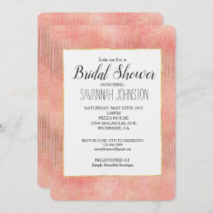 Rose Pink Gold Stripes Bridal Shower Invitation