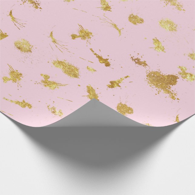 Rose Pink & Gold Wrapping Paper Gift Wrap (Corner)