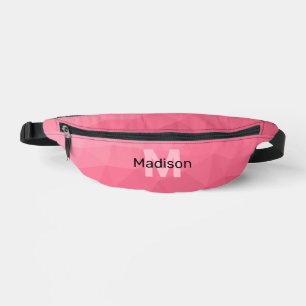 Rose pink gradient geometric mesh pattern Monogram Bum Bags