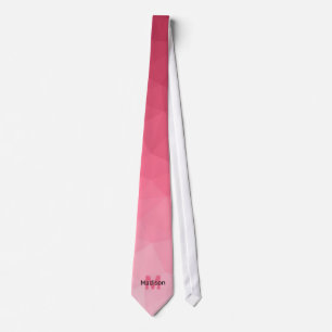 Rose pink gradient geometry mesh pattern Monogram Tie