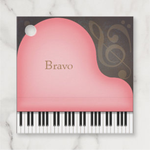 Rose Pink Grand Piano Elegant Music Custom Favour Tags