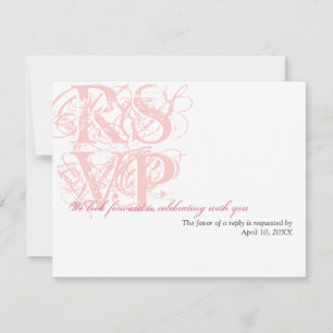 Rose pink grunge wedding enclosure RSVP response