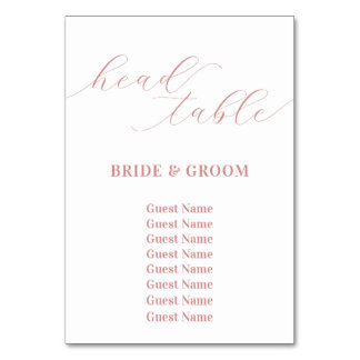 Rose Pink Head Table Wedding Seating Chart Number