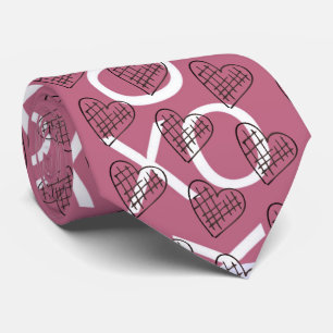 Rose Pink Hugs Kisses XOXO Hearts Valentines Day Tie