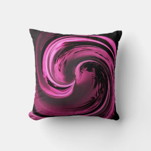 Rose Pink Island Wave Throw Pillow