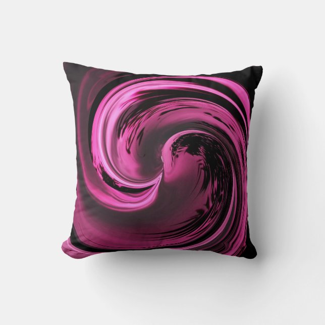 Rose Pink Island Wave Throw Pillow (Front)