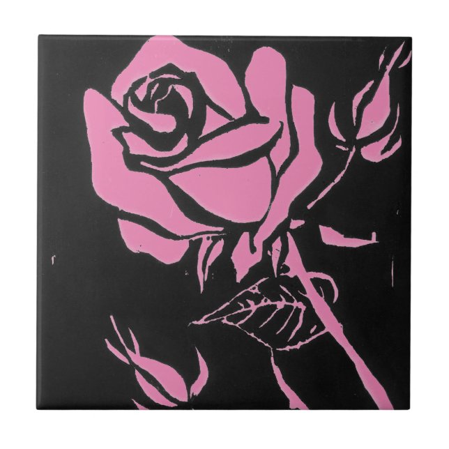 "Rose Pink" Kitchen Garden Ceramic  Tile (Front)