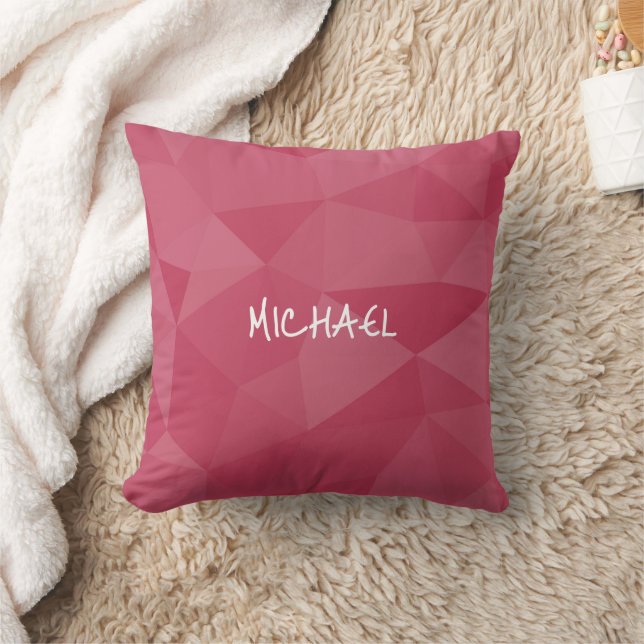 Rose pink light geometric mesh pattern Custom name Cushion (Blanket)