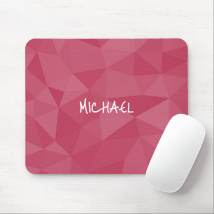 Rose pink light geometric mesh pattern Custom name Mouse Mat