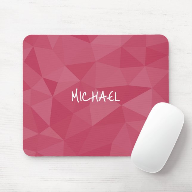 Rose pink light geometric mesh pattern Custom name Mouse Mat (With Mouse)