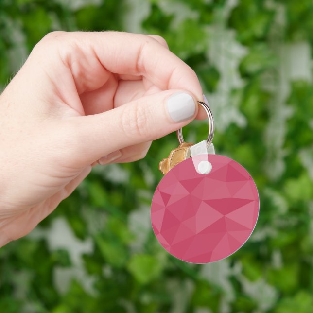 Rose pink light geometric mesh pattern key ring (Hand)