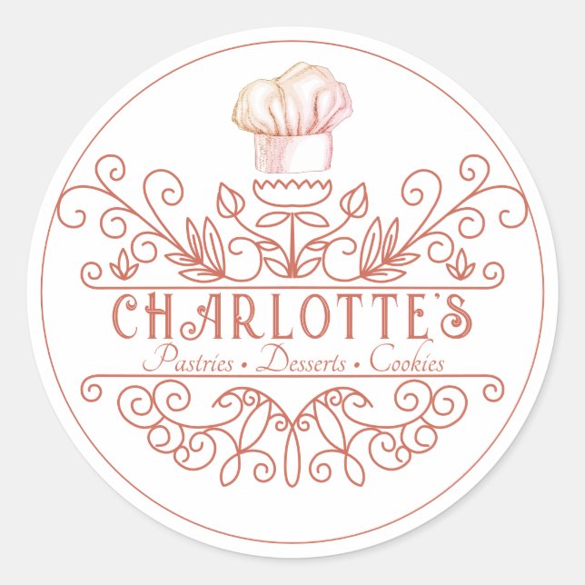 Rose Pink Logo Bakery Baker's Logo Product Labels (Front)