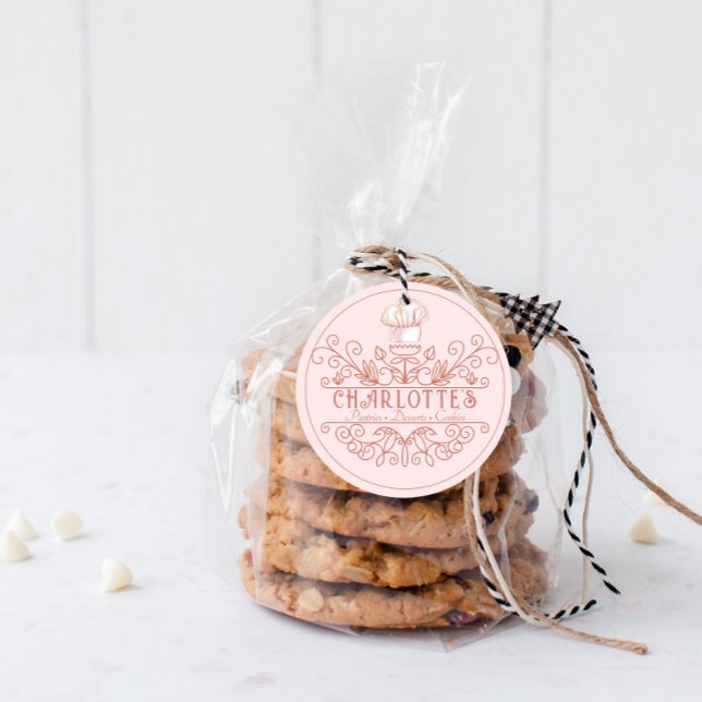 Rose Pink Logo Bakery Baker's Logo Product Labels (Creator Uploaded)