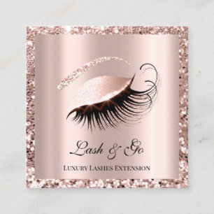 Rose Pink Makeup Artist Lashes Extension Framed Square Business Card