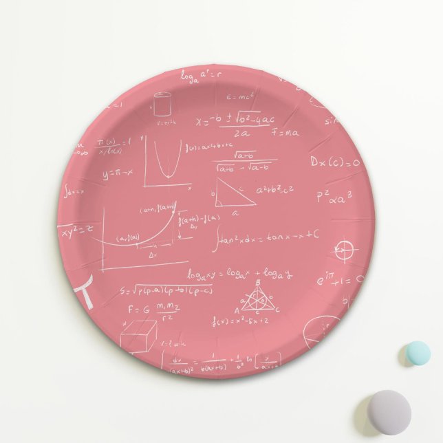 Rose Pink Math Equations and Formulas Paper Plate (Creator Uploaded)