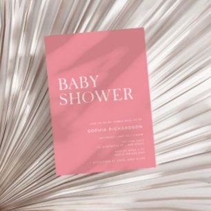 Rose Pink Minimalist Baby Shower Invitation