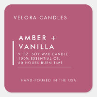 Rose Pink Modern Minimalist Candle Label Sticker