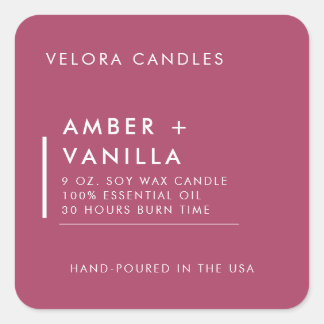 Rose Pink Modern Minimalist Candle Label Sticker
