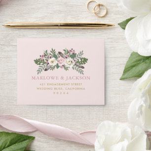 Rose Pink Moody Floral Boho Wedding Envelope