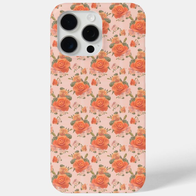 rose pink orange floral pattern wedding spring Case-Mate iPhone case (Back)