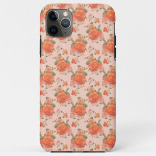 rose pink orange floral pattern wedding spring iPhone 11 pro max case