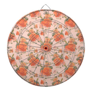 rose pink orange floral pattern wedding spring dartboard