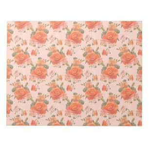 rose pink orange floral pattern wedding spring notepad